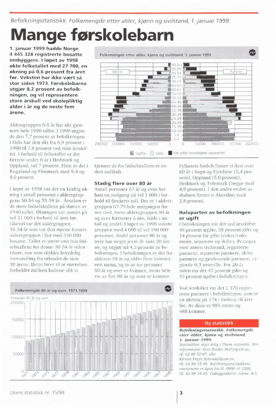 Førskolebarna utgjør 8,2 prosent av befolkningen, og vil representere store årskull ved skolepliktig alder i år og de neste fem årene. Aldersgruppen 0-5 år har økt gjennom hele 1990-tallet.