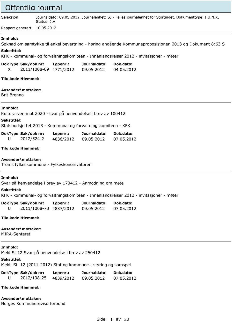 møter X 2011/1008-69 4771/2012 04.05.