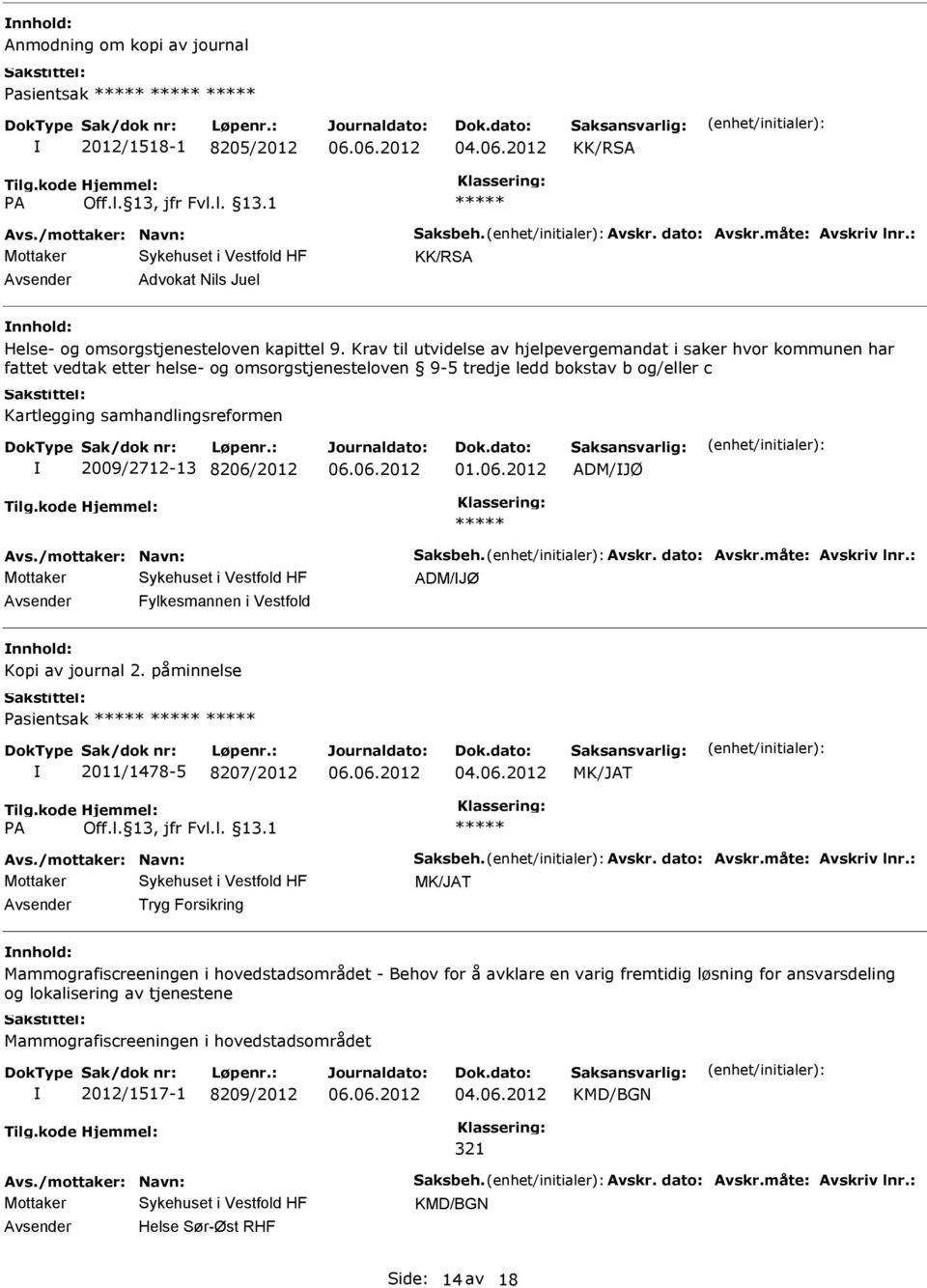 Krav til utvidelse av hjelpevergemandat i saker hvor kommunen har fattet vedtak etter helse- og omsorgstjenesteloven 9-5 tredje ledd bokstav b og/eller c Kartlegging samhandlingsreformen 2009/2712-13