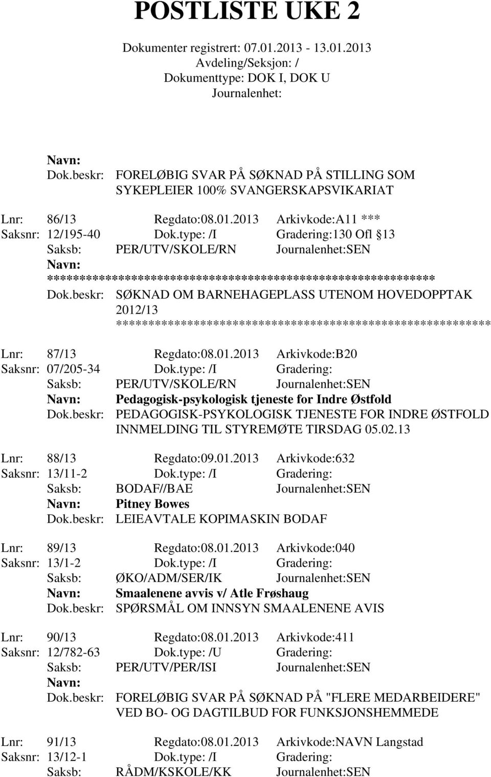 type: /I Gradering: Saksb: PER/UTV/SKOLE/RN SEN Pedagogisk-psykologisk tjeneste for Indre Østfold Dok.beskr: PEDAGOGISK-PSYKOLOGISK TJENESTE FOR INDRE ØSTFOLD INNMELDING TIL STYREMØTE TIRSDAG 05.02.