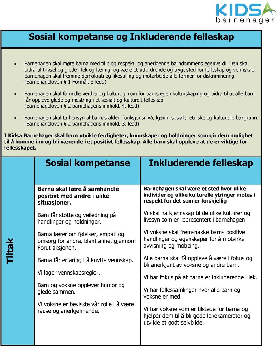 Barnehagen skal fremme demokrati og likestilling og motarbeide alle former for diskriminering.