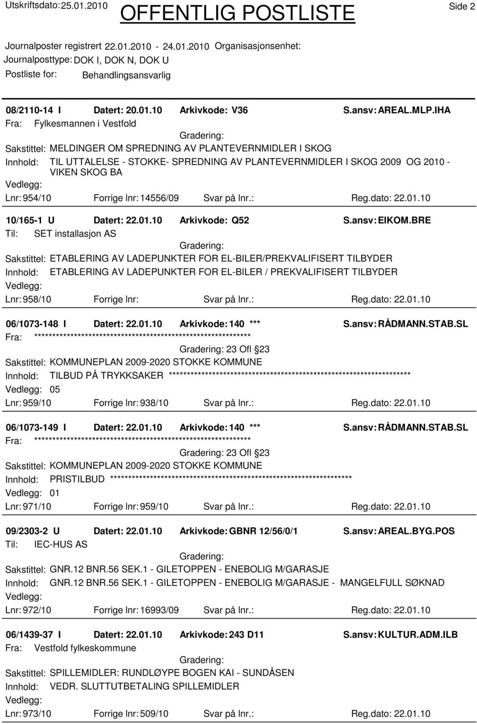 954/10 Forrige lnr: 14556/09 Svar på lnr.: Reg.dato: 22.01.10 10/165-1 U Datert: 22.01.10 Arkivkode: Q52 S.ansv: EIKOM.