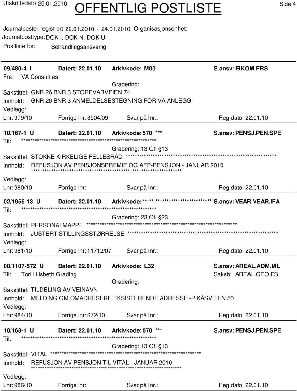 10 10/167-1 U Datert: 22.01.10 Arkivkode: 570 *** S.ansv: PENS