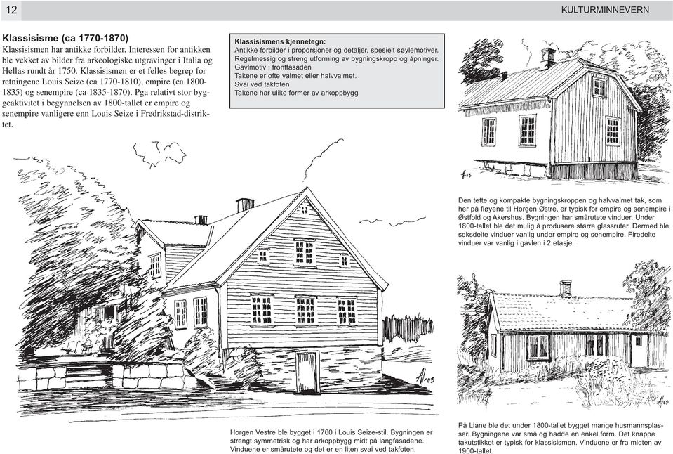 Pga relativt stor byggeaktivitet i begynnelsen av 1800-tallet er empire og senempire vanligere enn Louis Seize i Fredrikstad-distriktet.