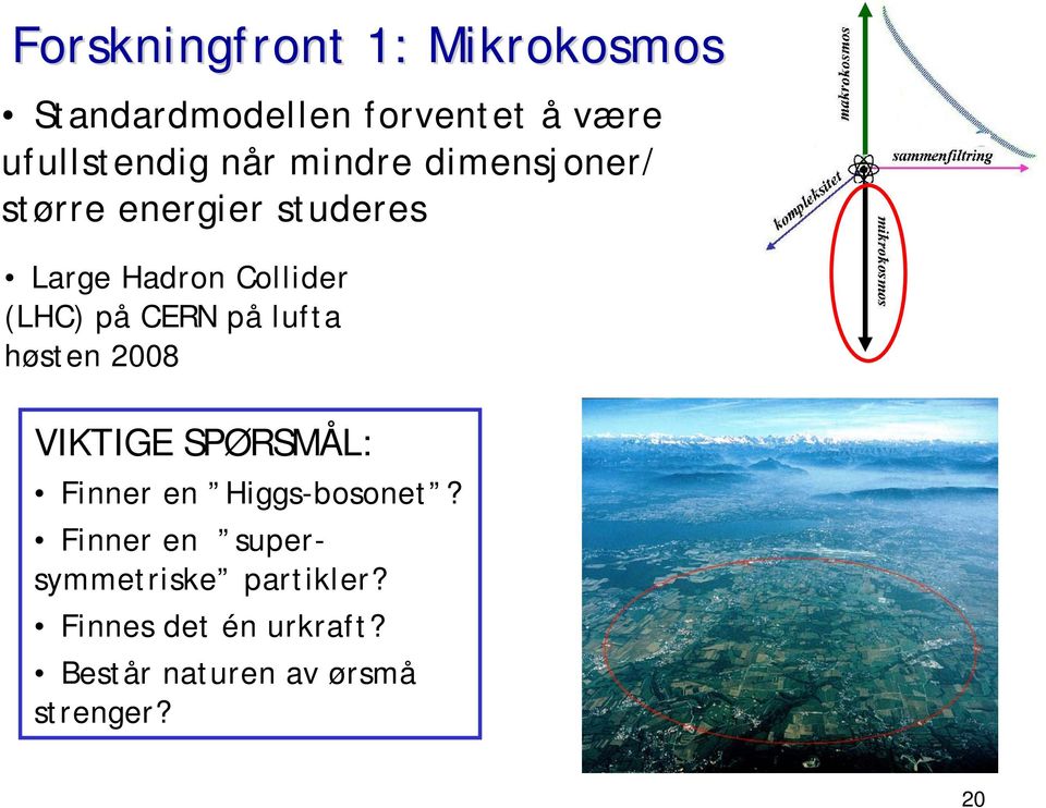 på lufta høsten 2008 VIKTIGE SPØRSMÅL: Finner en Higgs-bosonet?