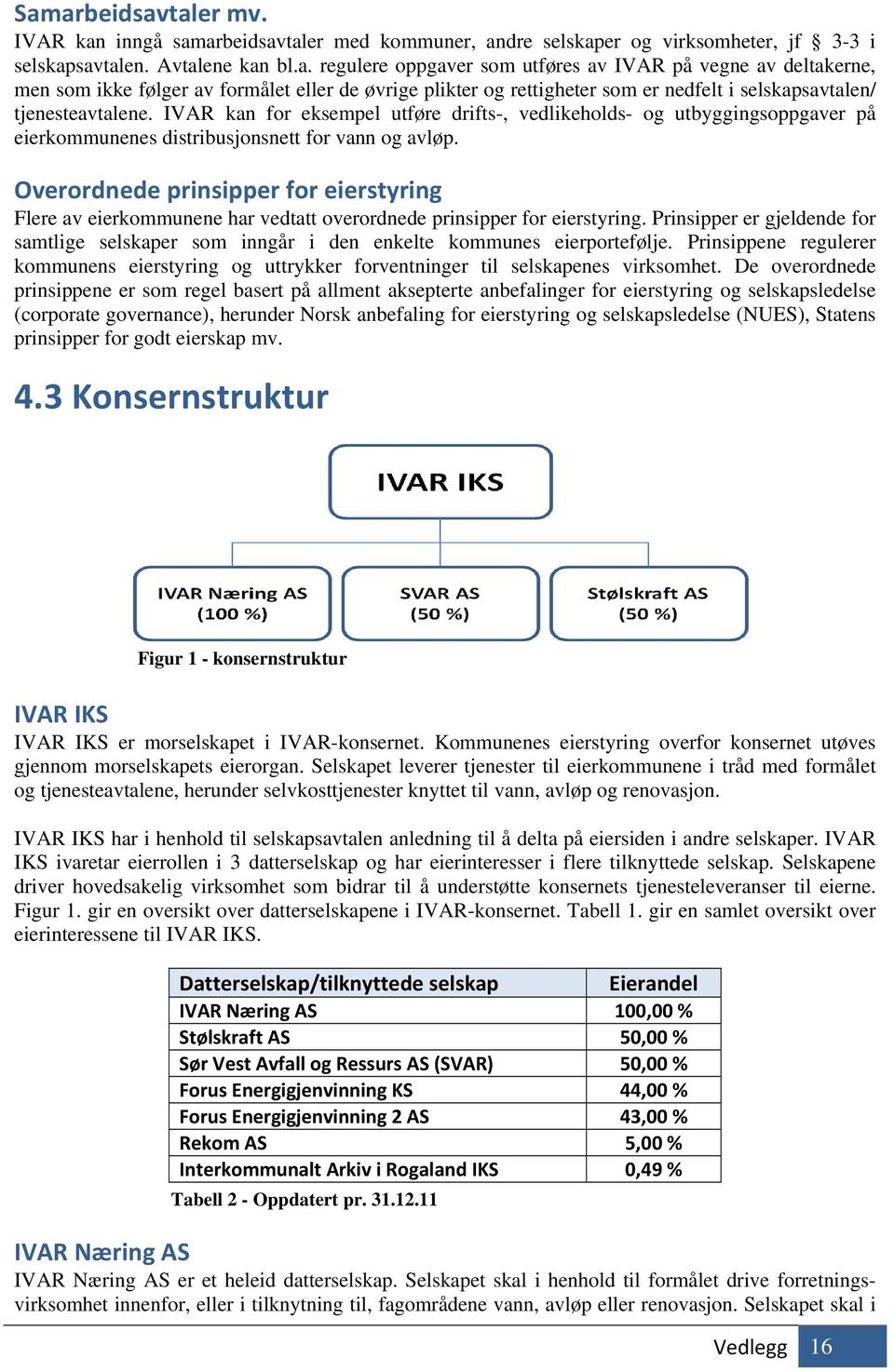 Overordnede prinsipper for eierstyring Flere av eierkommunene har vedtatt overordnede prinsipper for eierstyring.