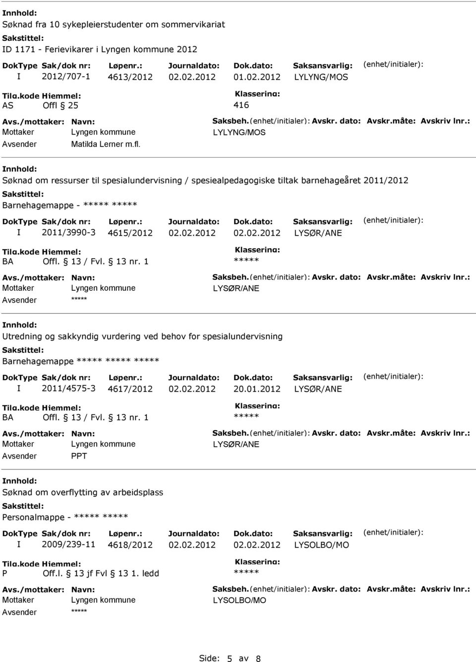 BA LYSØR/ANE tredning og sakkyndig vurdering ved behov for spesialundervisning Barnehagemappe 2011