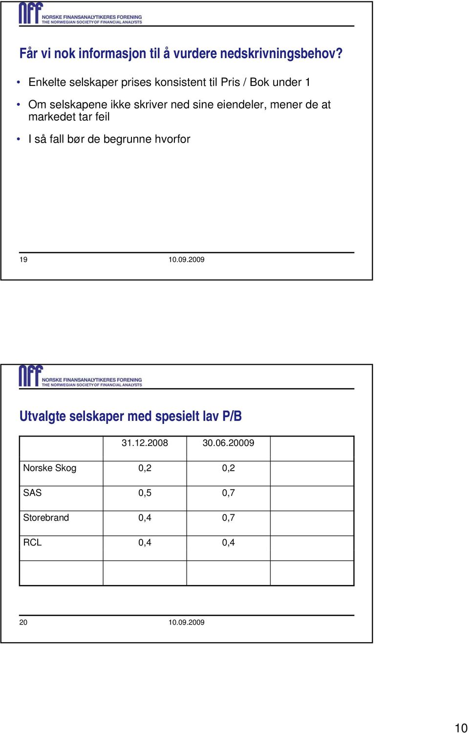 sine eiendeler, mener de at markedet tar feil I så fall bør de begrunne hvorfor 19