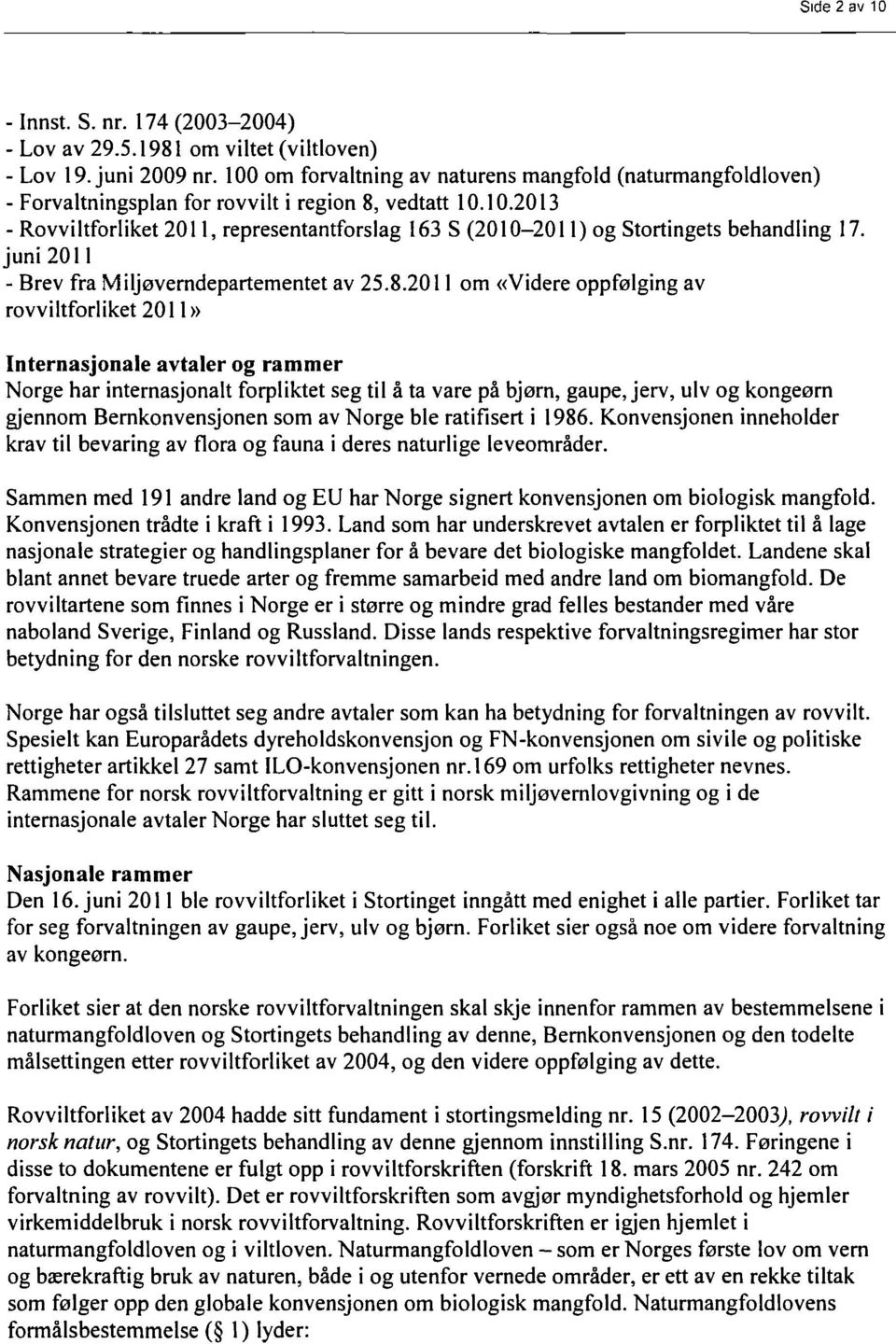 juni 2011 - Brev fra Miljøverndepartementet av 25.8.