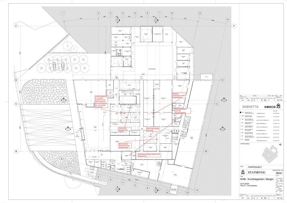 m² Driftslager 12 m² Mellomlager 17 m² Utstyrsbod 40 m² D C 27800 13900 31600 Snitt D-D A-2-40-007 Snitt C-C A-2-40-005 C+ 2,95m. Rist Hovedinngang Auditorium 262 m² Prosjekthall 1 439 m² C+ 3,0m.