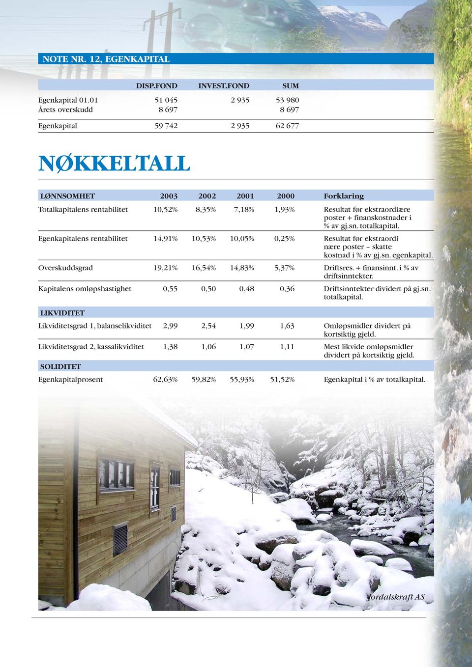 før ekstraordiære poster + finanskostnader i % av gj.sn. totalkapital. Egenkapitalens rentabilitet 14,91% 10,53% 10,05% 0,25% Resultat før ekstraordi nære poster skatte kostnad i % av gj.sn. egenkapital.