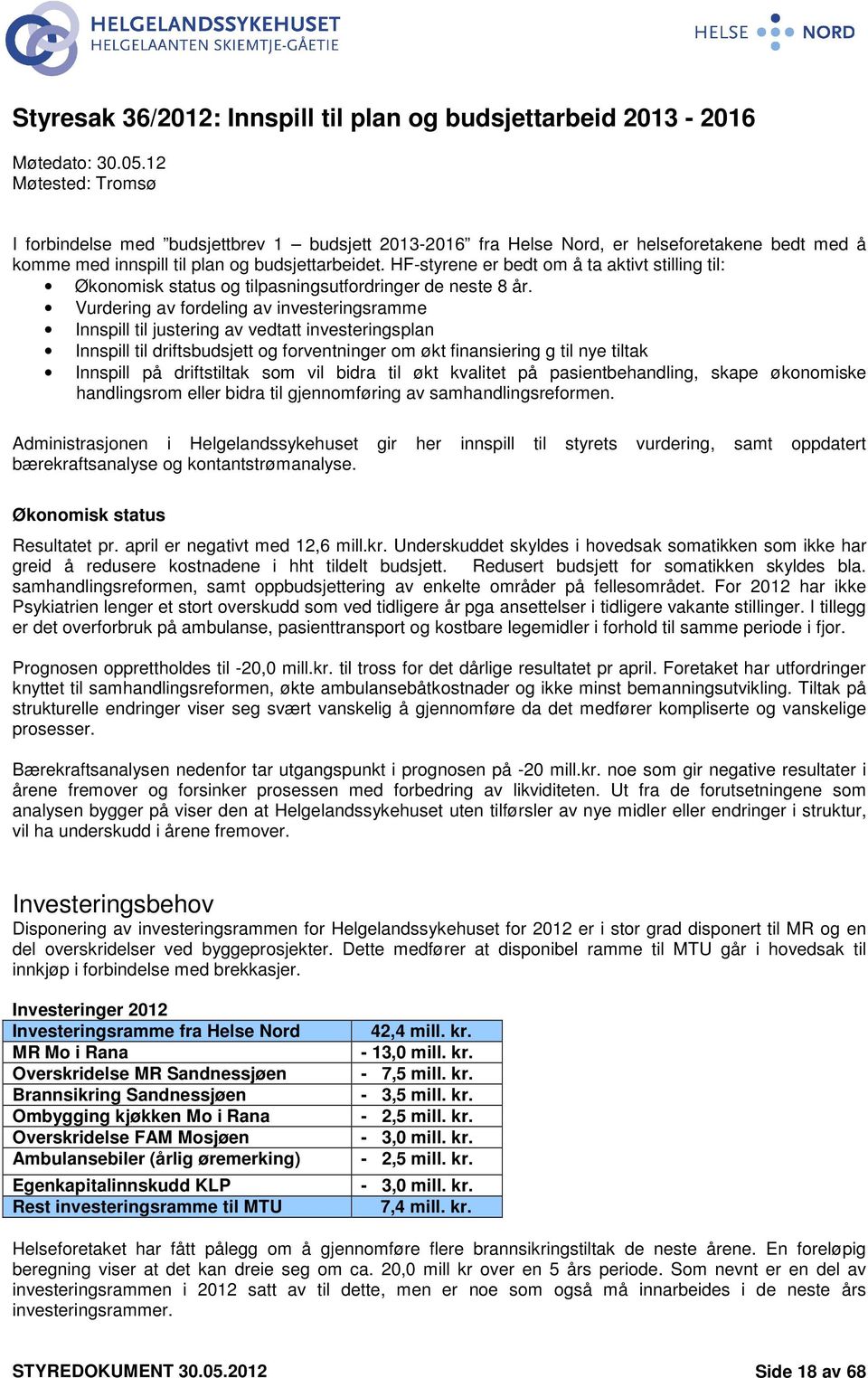 HF-styrene er bedt om å ta aktivt stilling til: Økonomisk status og tilpasningsutfordringer de neste 8 år.