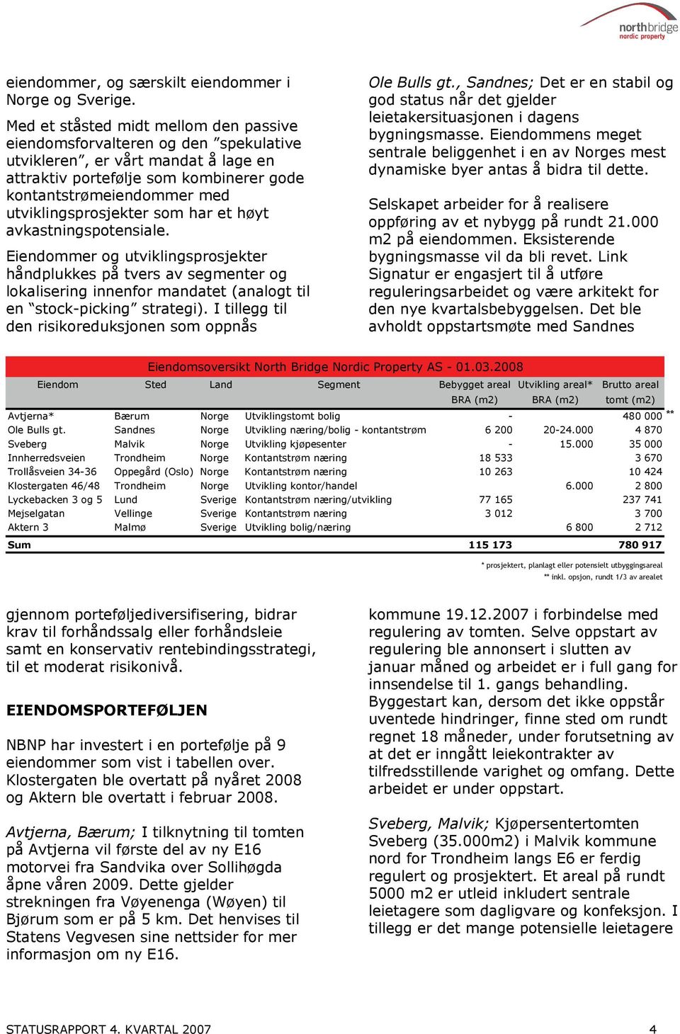 utviklingsprosjekter som har et høyt avkastningspotensiale.