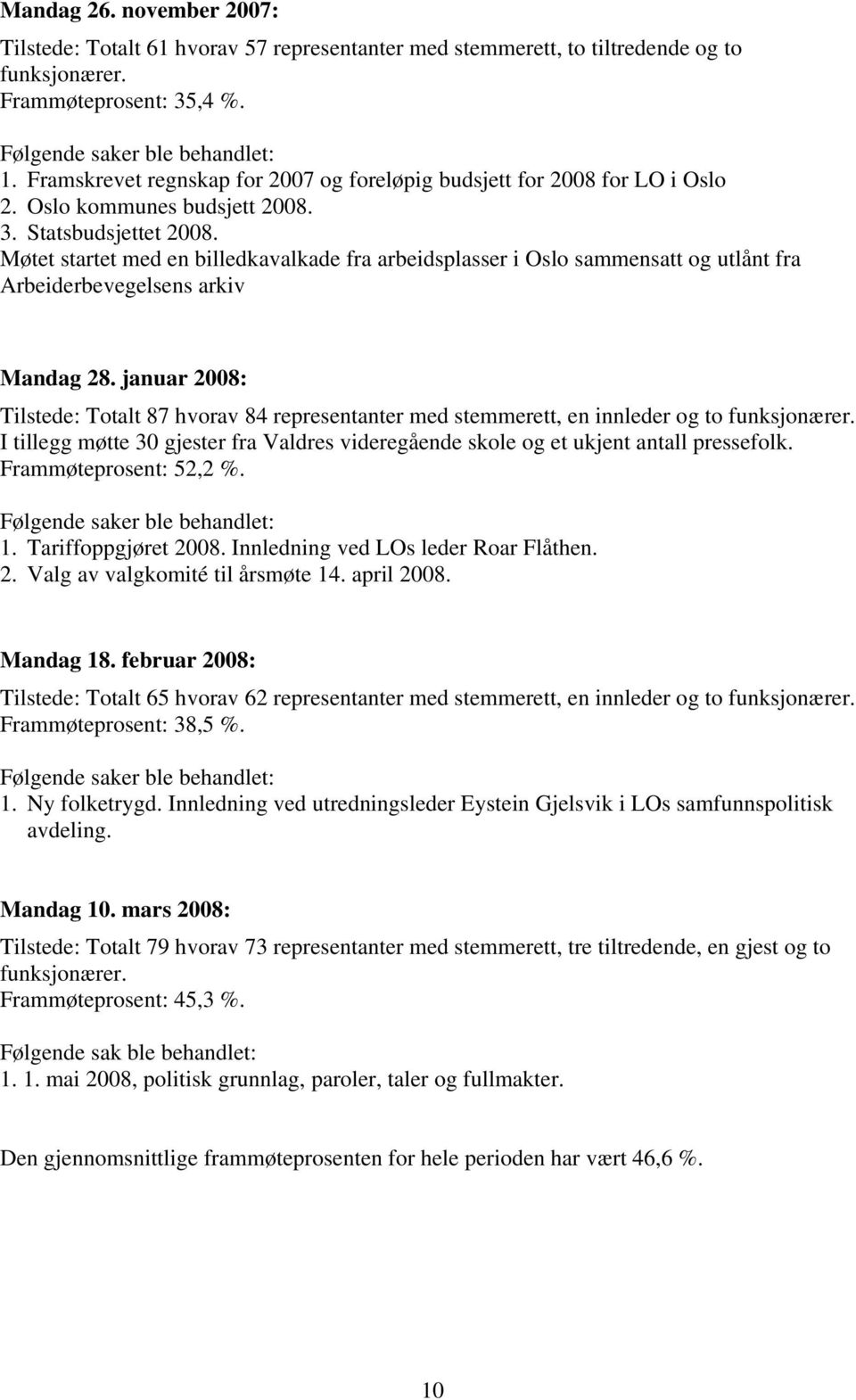 Møtet startet med en billedkavalkade fra arbeidsplasser i Oslo sammensatt og utlånt fra Arbeiderbevegelsens arkiv Mandag 28.