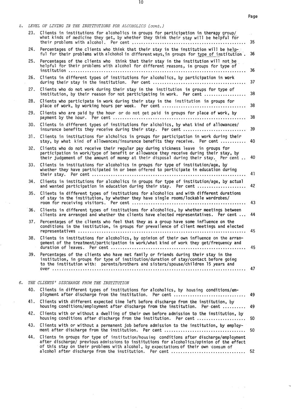 Per cent 35 4. Percentages of the clients who think that their stay in the institution will be helpful for their problems with alchohol in differentways, in groups for type of institution. 36 5.