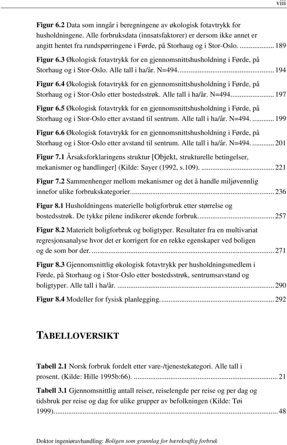 3 Økologisk fotavtrykk for en gjennomsnittshusholdning i Førde, på Storhaug og i Stor-Oslo. Alle tall i ha/år. N=494... 194 Figur 6.