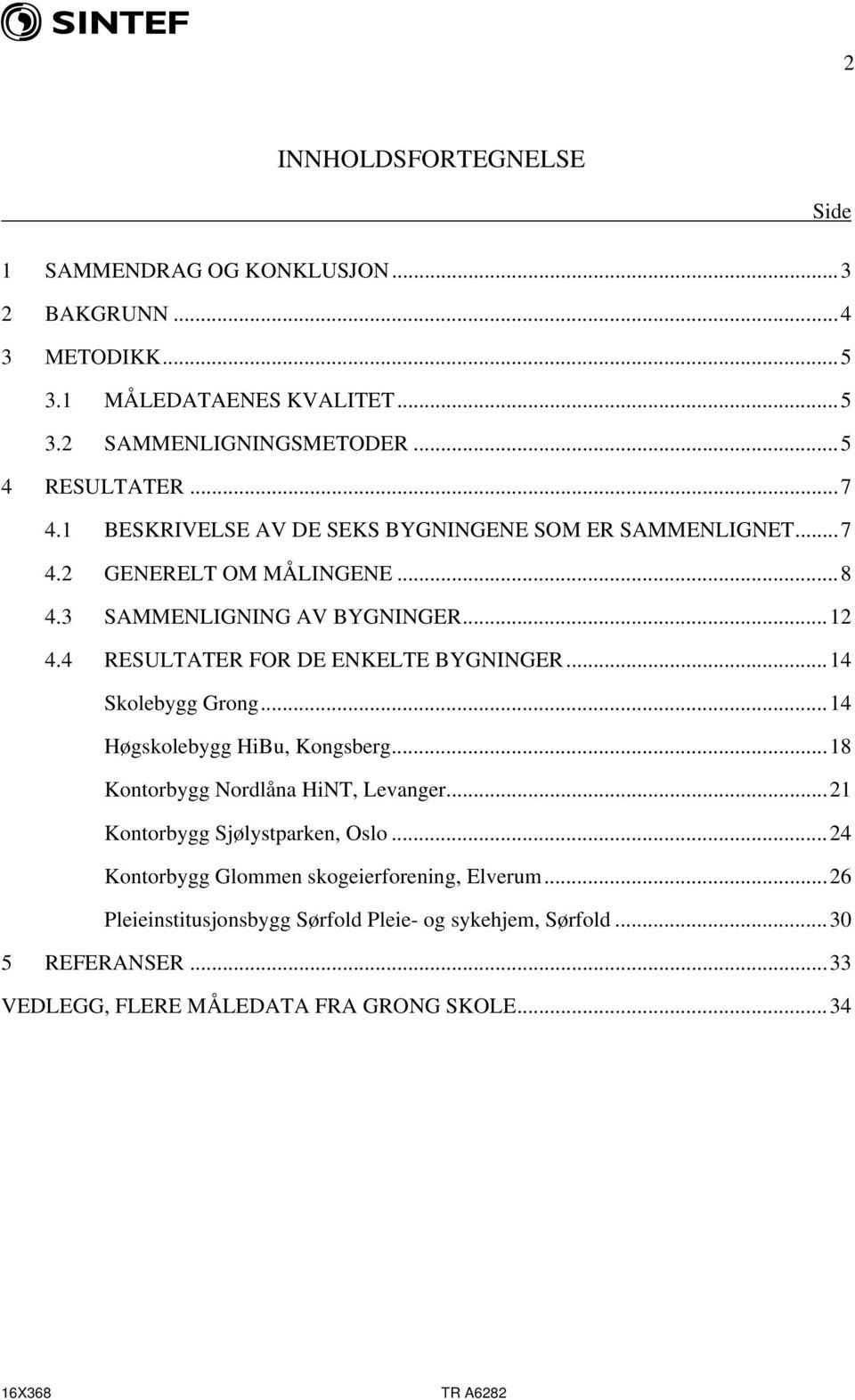 4 RESULTATER FOR DE ENKELTE BYGNINGER...14 Skolebygg Grong...14 Høgskolebygg HiBu, Kongsberg...18 Kontorbygg Nordlåna HiNT, Levanger.