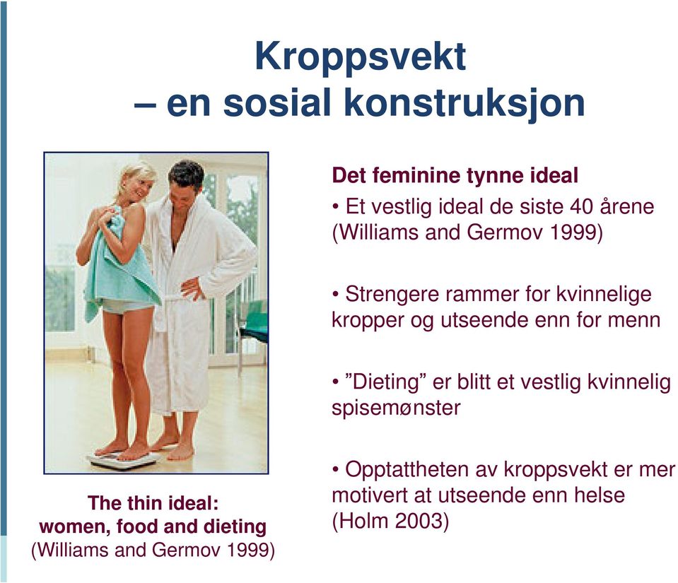 Dieting er blitt et vestlig kvinnelig spisemønster The thin ideal: women, food and dieting