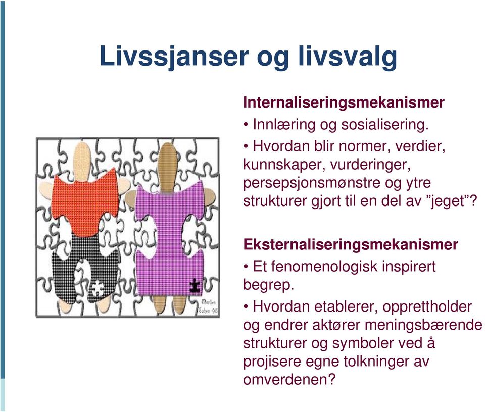 til en del av jeget? Eksternaliseringsmekanismer Et fenomenologisk inspirert begrep.