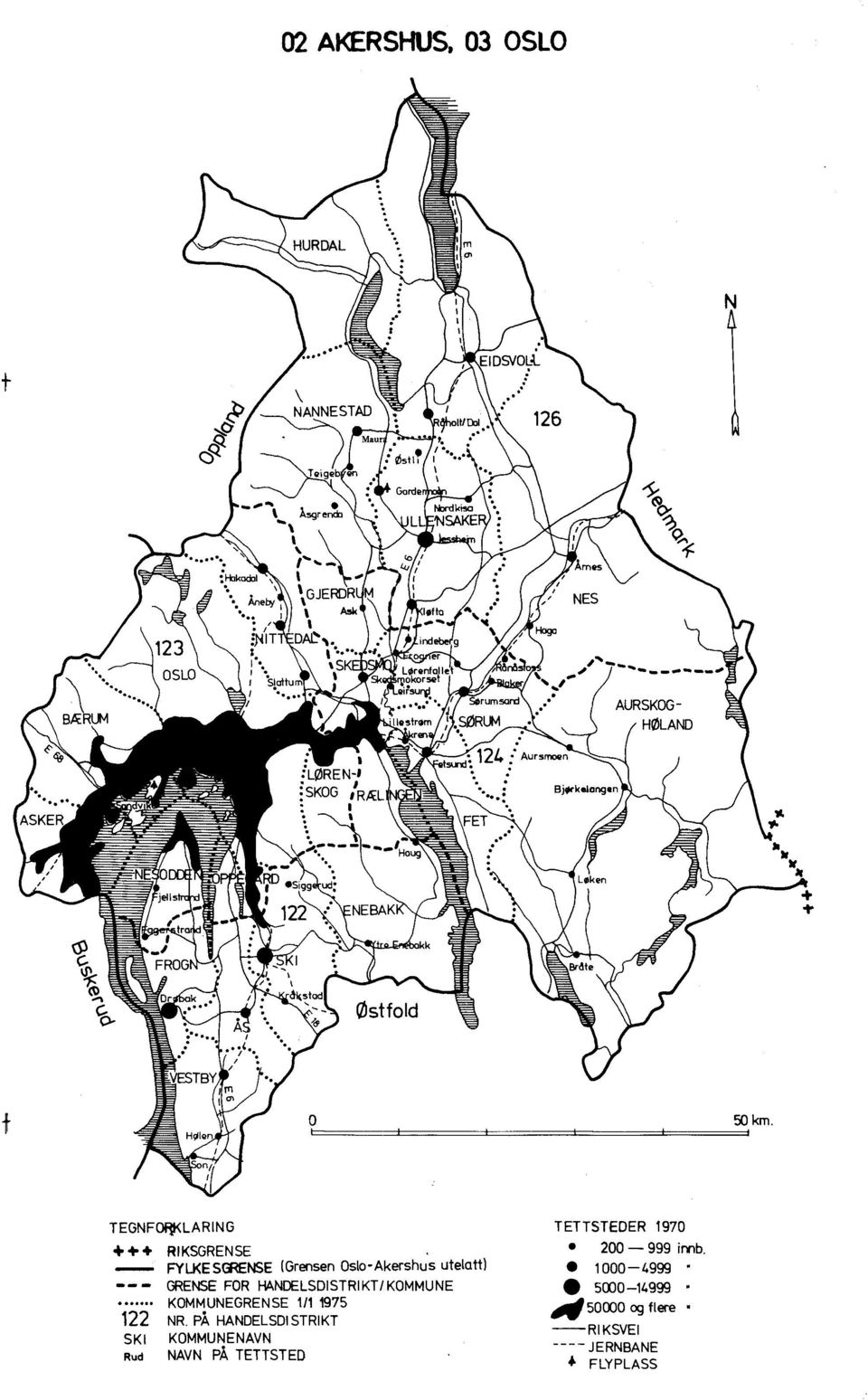 MN OBI GRENSE FOR HANDELSDISTFilKT/KOMMUNE KOMMUNEGRENSE 1/1 1975 122 NR.