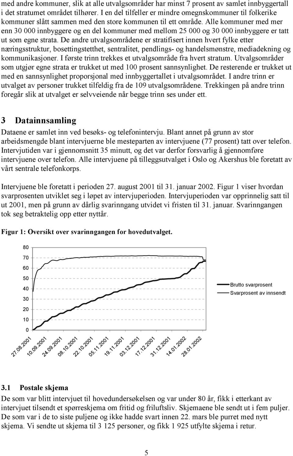 Alle kommuner med mer enn 30 000 innbyggere og en del kommuner med mellom 25 000 og 30 000 innbyggere er tatt ut som egne strata.