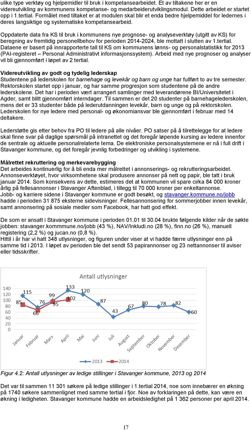 Oppdaterte data fra KS til bruk i kommunens nye prognose- og analyseverktøy (utgitt av KS) for beregning av fremtidig personellbehov for perioden 2014-2024, ble mottatt i slutten av 1.tertial.