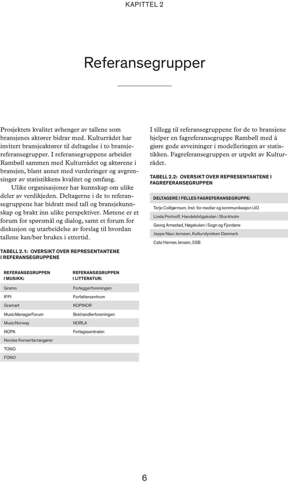 Ulike organisasjoner har kunnskap om ulike deler av verdikjeden. Deltagerne i de to referansegruppene har bidratt med tall og bransjekunnskap og brakt inn ulike perspektiver.