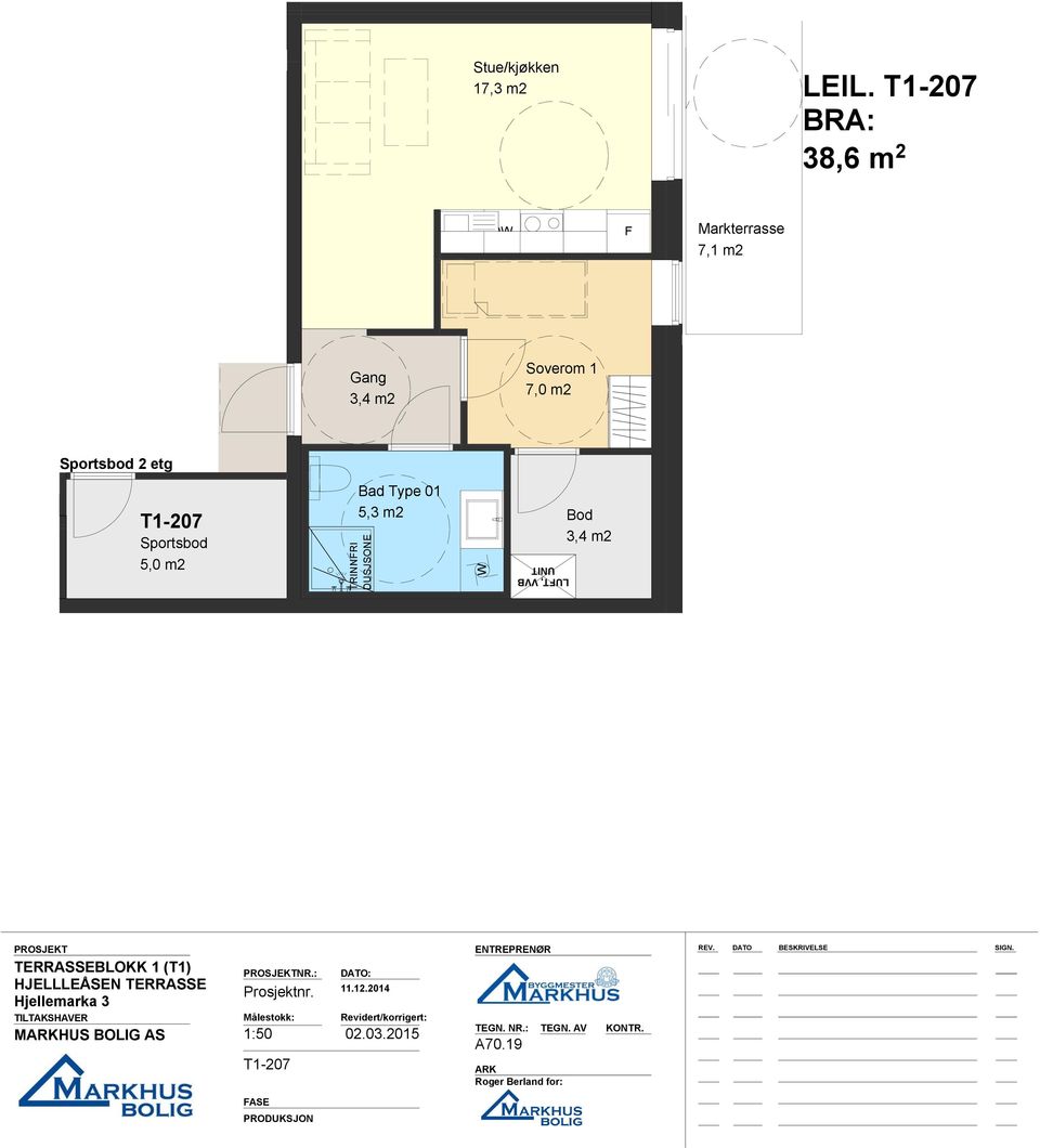 Markterrasse 7,1 m2 3,4 m2