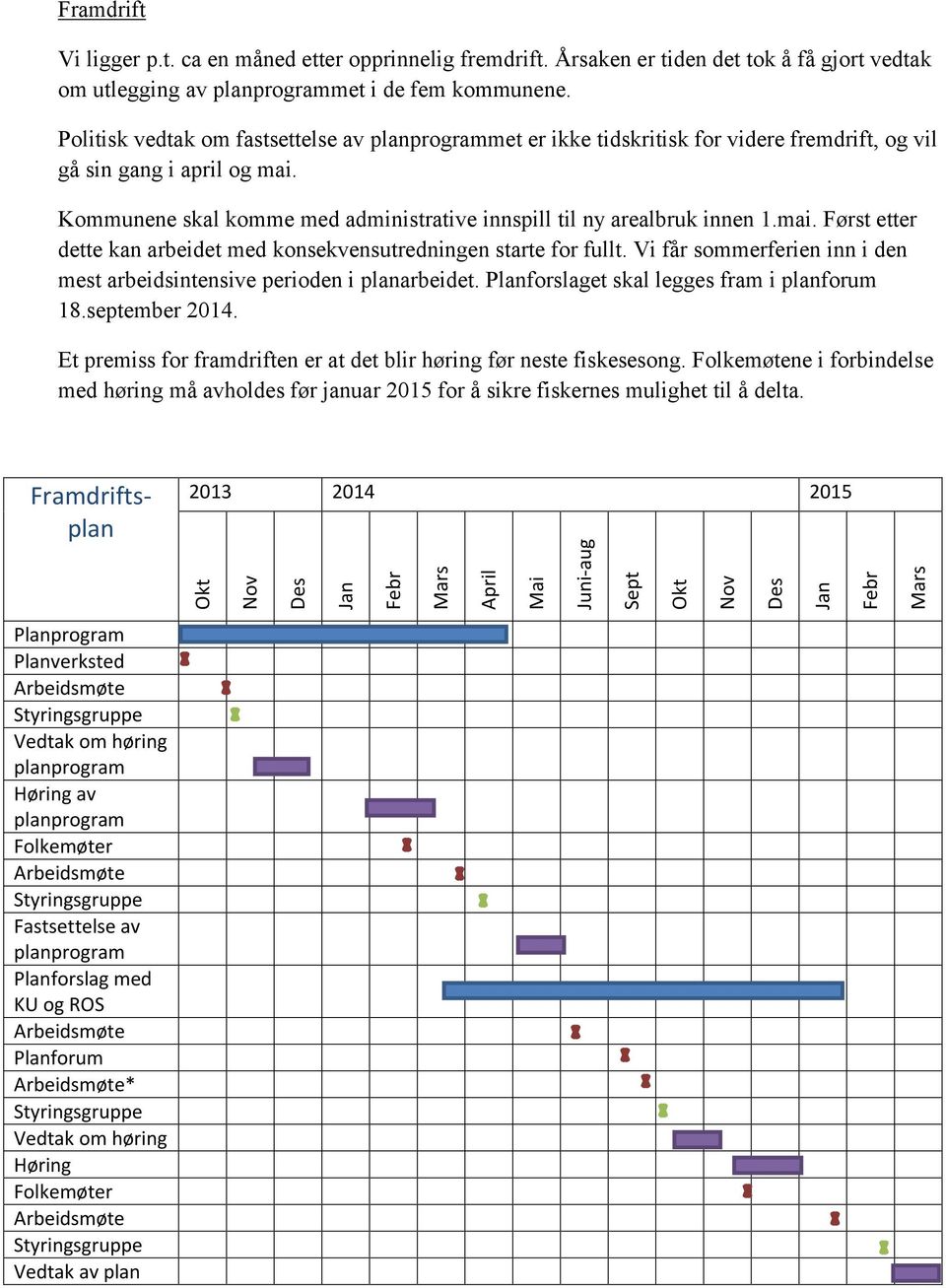 Vi får sommerferien inn i den mest arbeidsintensive perioden i planarbeidet. Planforslaget skal legges fram i planforum 18.september 2014.