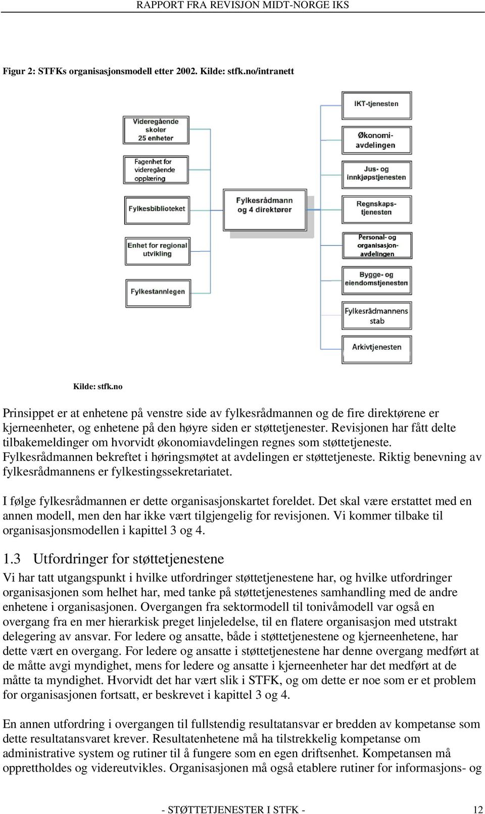 Revisjonen har fått delte tilbakemeldinger om hvorvidt økonomiavdelingen regnes som støttetjeneste. Fylkesrådmannen bekreftet i høringsmøtet at avdelingen er støttetjeneste.