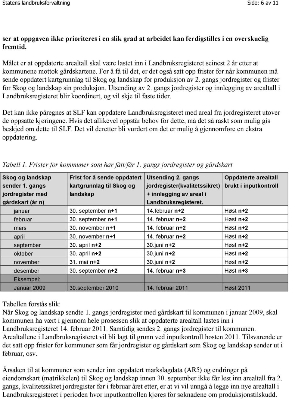 For å få til det, er det også satt opp frister for når kommunen må sende oppdatert kartgrunnlag til Skog og landskap for produksjon av 2.