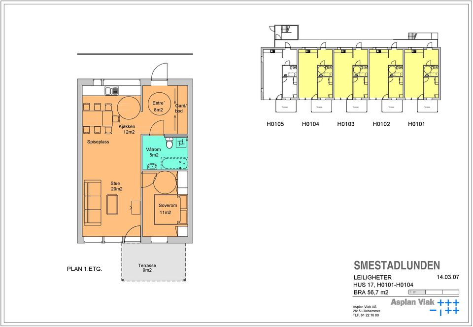 H0102 H0101 Spiseplass Våtrom 5m2 Stue 20m2 PLAN