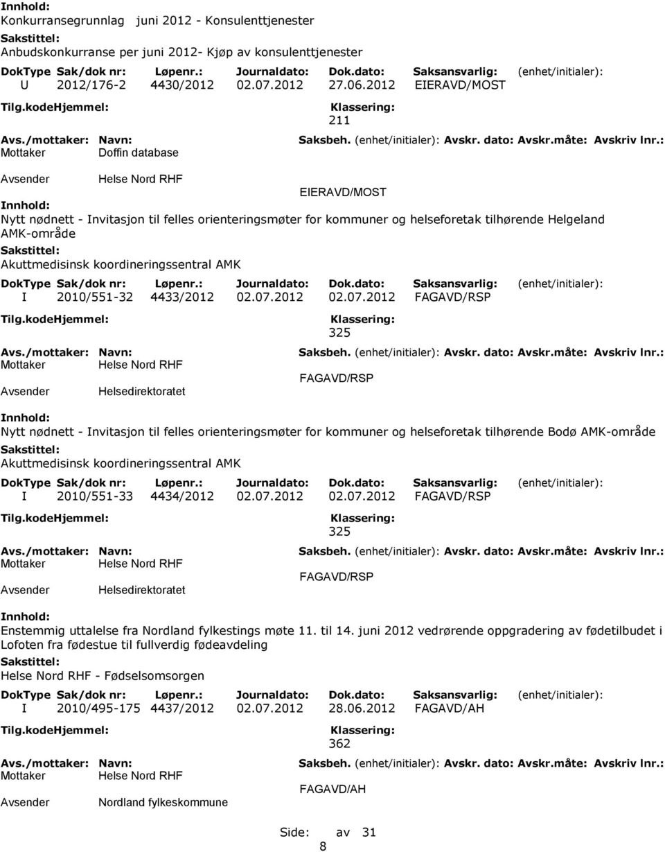 koordineringssentral AMK I 2010/551-32 4433/2012 02.07.