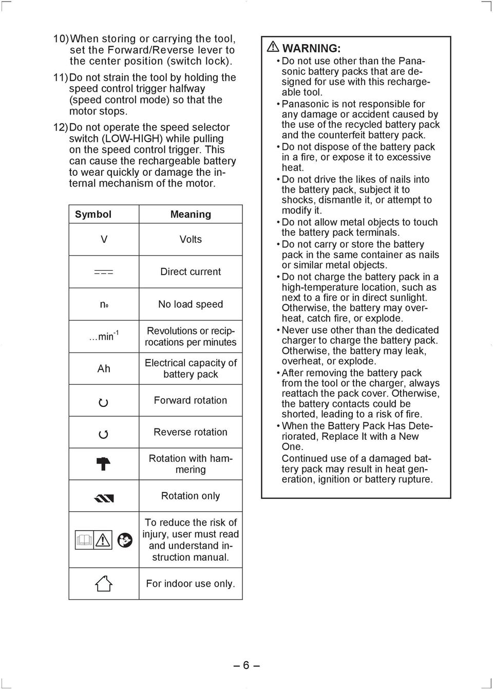 12) Do not operate the speed selector switch (LOW-HIGH) while pulling on the speed control trigger.