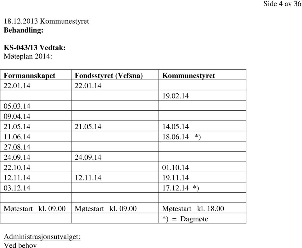 Kommunestyret 22.01.14 22.01.14 19.02.14 05.03.14 09.04.14 21.05.14 21.05.14 14.05.14 11.06.14 18.06.14 *) 27.