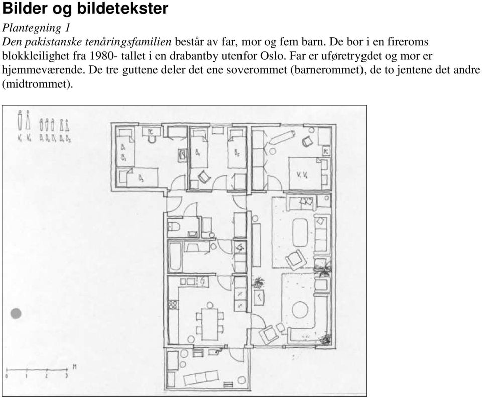 De bor i en fireroms blokkleilighet fra 1980- tallet i en drabantby utenfor Oslo.