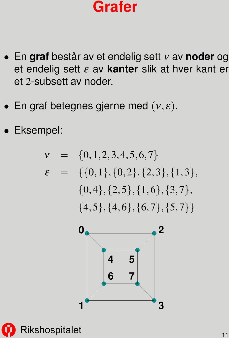 En graf betegnes gjerne med (ν,ε).