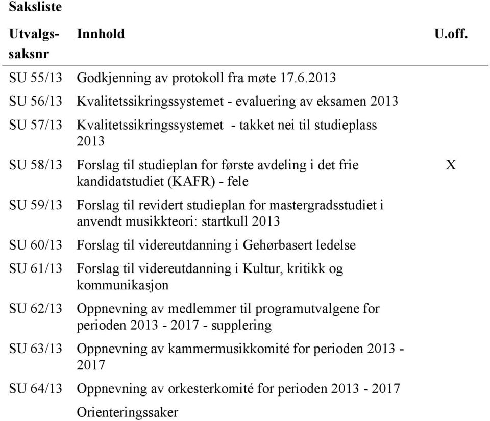 studieplan for første avdeling i det frie kandidatstudiet (KAFR) - fele Forslag til revidert studieplan for mastergradsstudiet i anvendt musikkteori: startkull 2013 Forslag til videreutdanning i