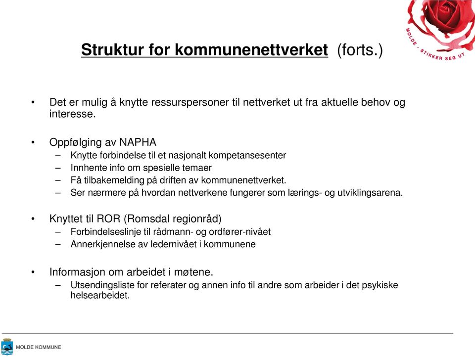 kommunenettverket. Ser nærmere på hvordan nettverkene fungerer som lærings- og utviklingsarena.