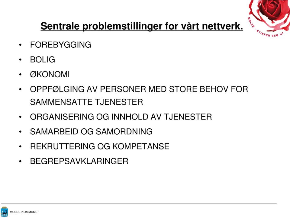 BEHOV FOR SAMMENSATTE TJENESTER ORGANISERING OG INNHOLD AV