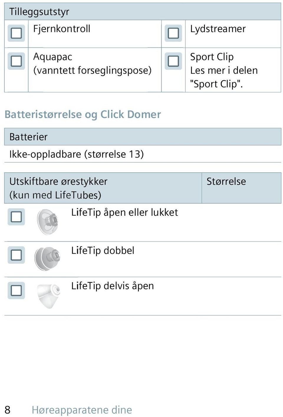Batteristørrelse og Click Domer Batterier Ikke-oppladbare (størrelse 13)