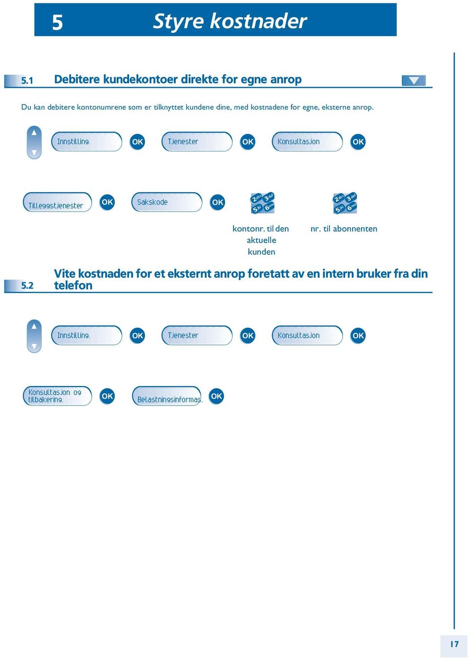 kostnadene for egne, eksterne anrop. Innstilling. Tjenester Konsultasjon Tilleggstjenester Sakskode kontonr.