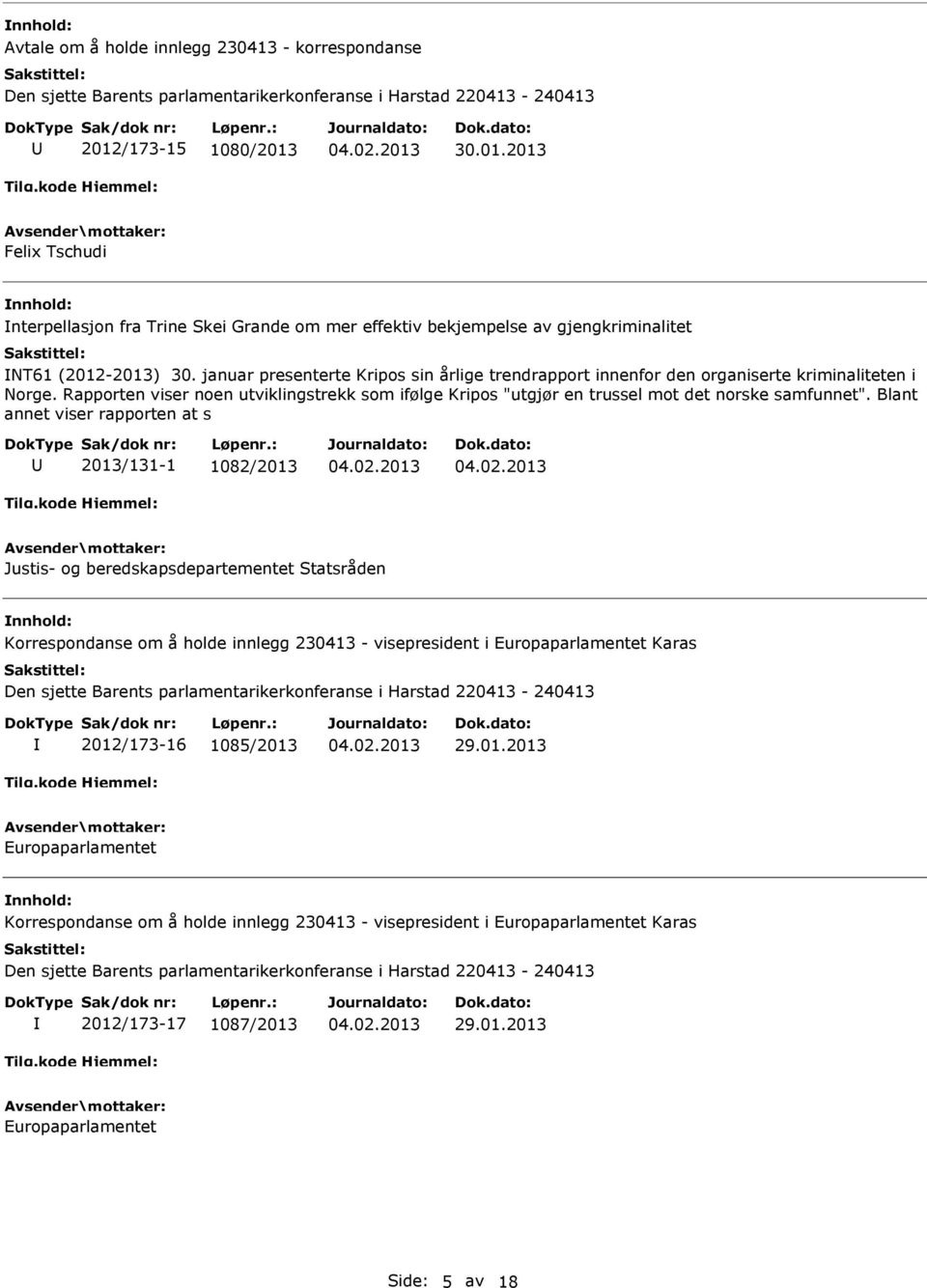 januar presenterte Kripos sin årlige trendrapport innenfor den organiserte kriminaliteten i Norge. Rapporten viser noen utviklingstrekk som ifølge Kripos "utgjør en trussel mot det norske samfunnet".