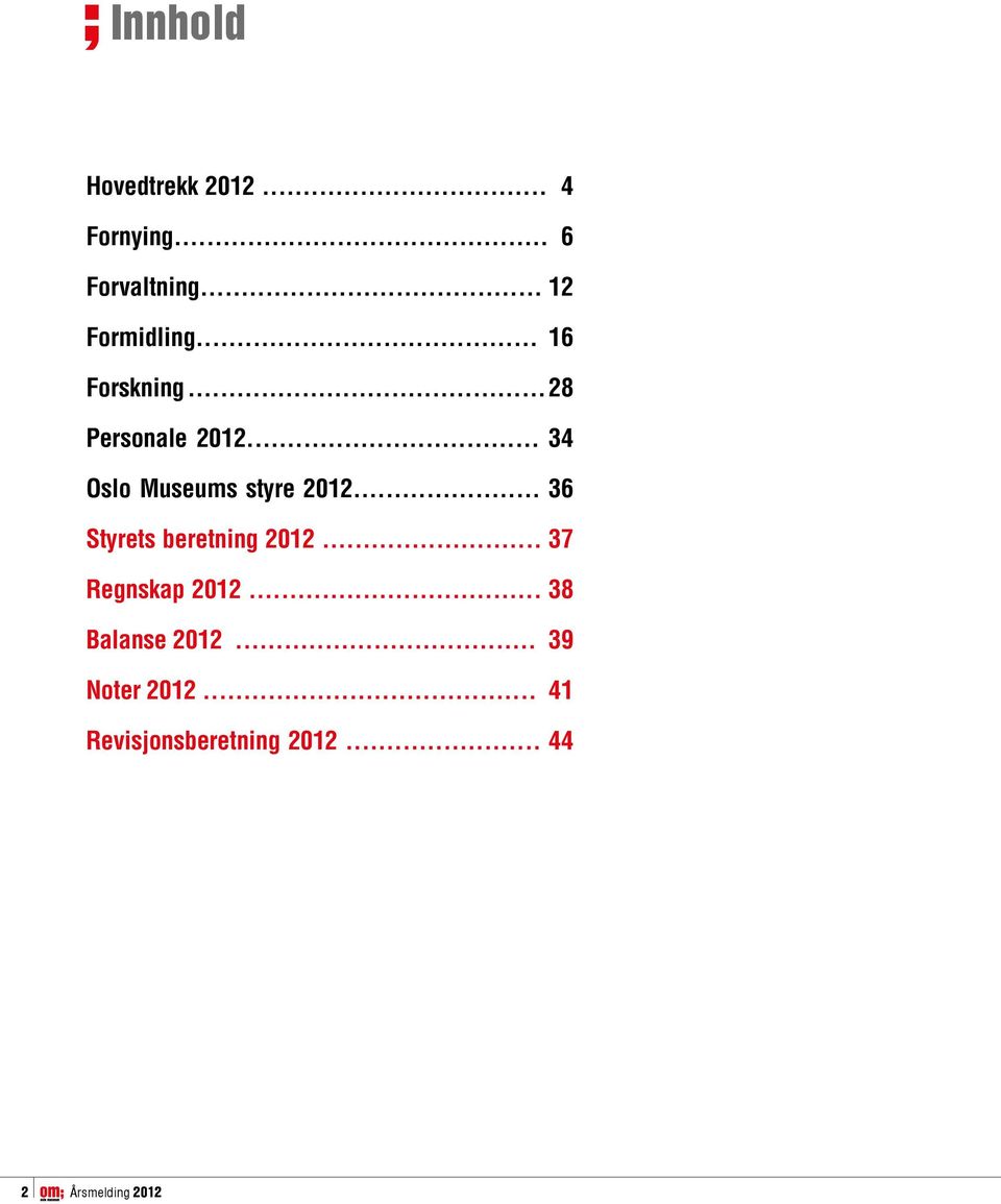 .. 36 Styrets beretning 2012... 37 Regnskap 2012... 38 Balanse 2012.
