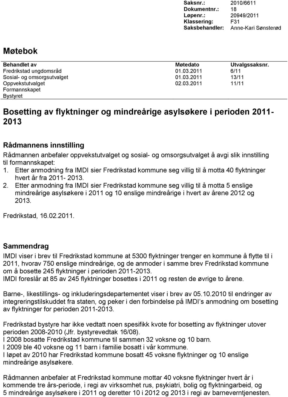 2011 13/11 Oppvekstutvalget 02.03.