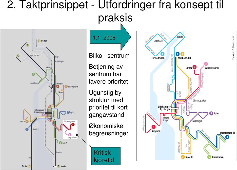 1. 2008 Bilkø i sentrum Betjening av sentrum har lavere