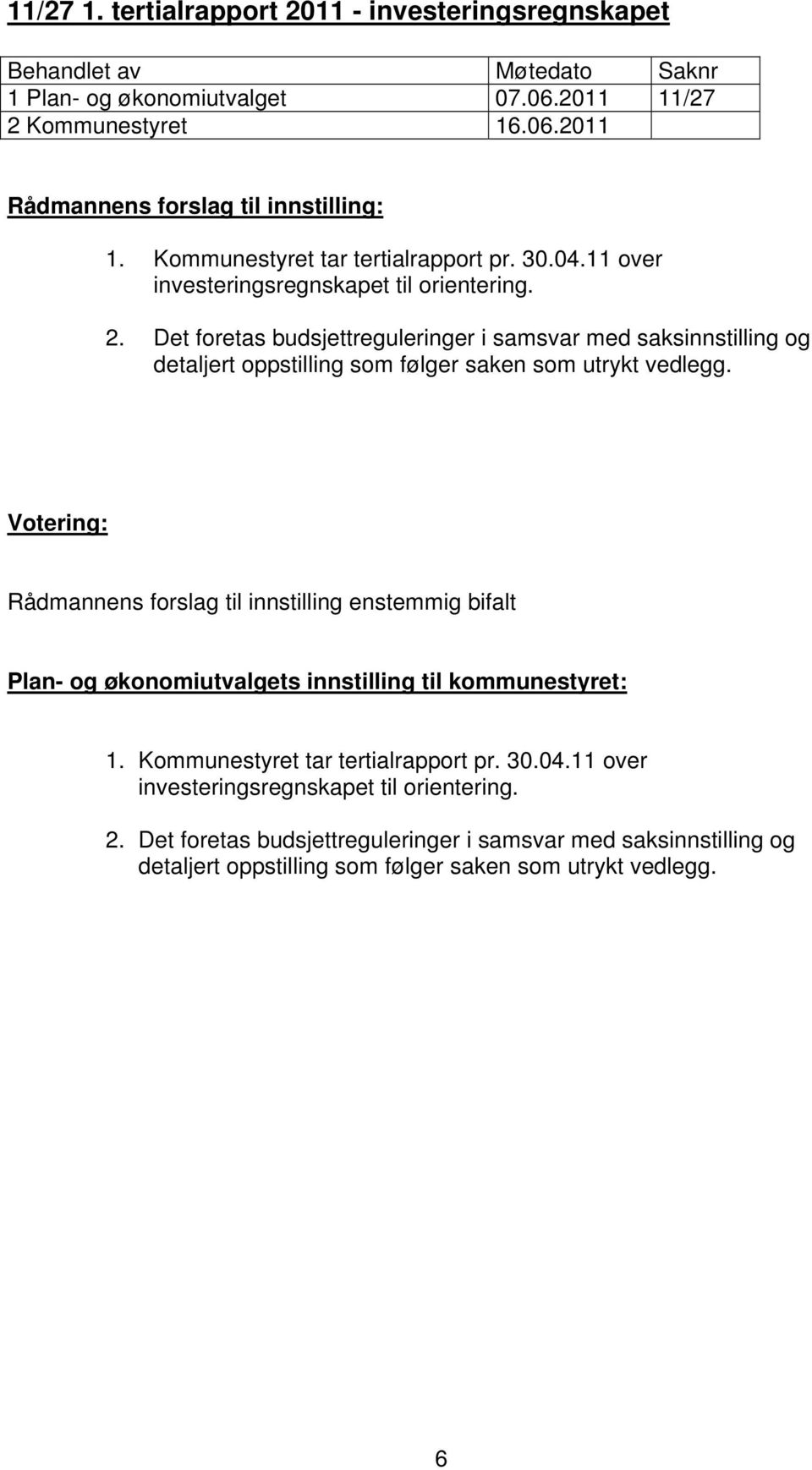 Det foretas budsjettreguleringer i samsvar med saksinnstilling og detaljert oppstilling som følger saken som utrykt vedlegg.