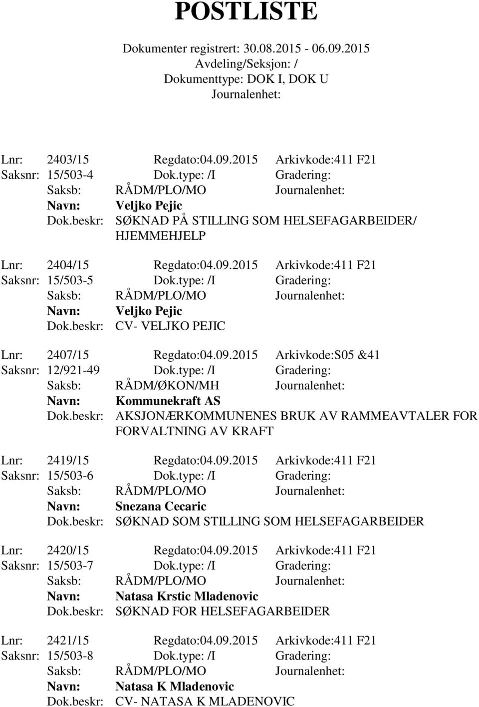 beskr: AKSJONÆRKOMMUNENES BRUK AV RAMMEAVTALER FOR FORVALTNING AV KRAFT Lnr: 2419/15 Regdato:04.09.2015 Arkivkode:411 F21 Saksnr: 15/503-6 Dok.type: /I Gradering: Snezana Cecaric Dok.