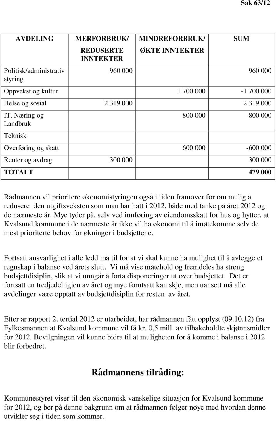 framover for om mulig å redusere den utgiftsveksten som man har hatt i 2012, både med tanke på året 2012 og de nærmeste år.