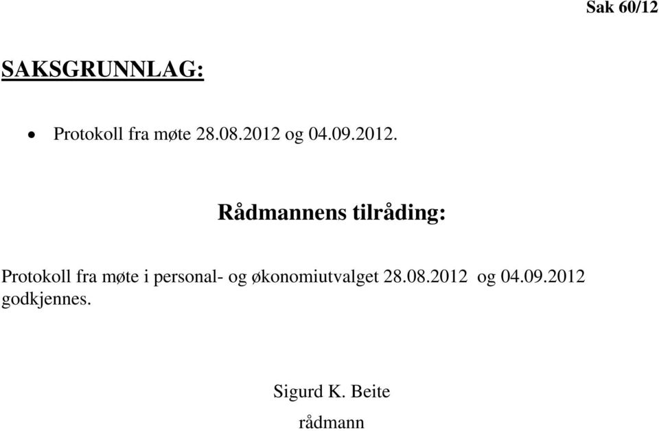 Protokoll fra møte i personal- og økonomiutvalget